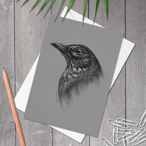 Carte de voeux A5 femelle merle commun, carte d'anniversaire d'oiseau de jardin britannique, art d'oiseau dessiné à la main, carte pour amoureux des oiseaux, Turdus merula