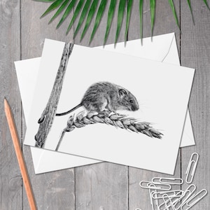 A5 Ernte Maus Grußkarte, Maus Karte, süsse Geburtstagskarte, Handgezeichnete Wildtier Kunst, Jede Anlass Karte für Naturliebhaber, süsse Maus