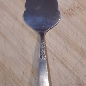 May include: A silver cake server with a decorative design on the handle.
