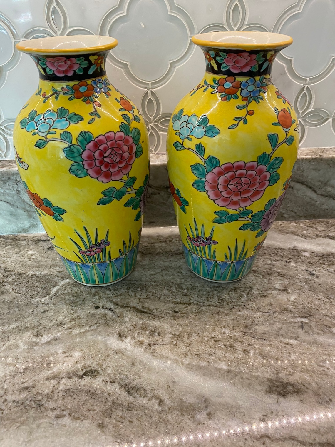 Beautiful Vintage Pair Handpainted Vase Made in Japan in Good Etsy