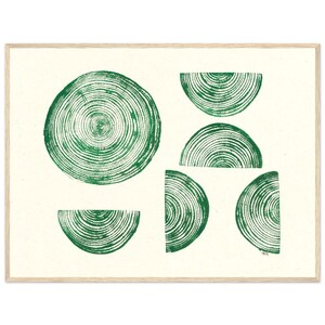 Stampa in rilievo con anelli di pino 2 - Stile Bauhaus geometrico vintage - Poster elegante per la decorazione - Poster con cornice in legno con carta opaca di alta qualità