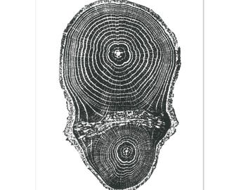 Red Oak Tree Ring Print, Minimalist Botanical, Nature Wall Art