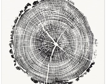 Ash Tree Rings Relief Print - Wall art