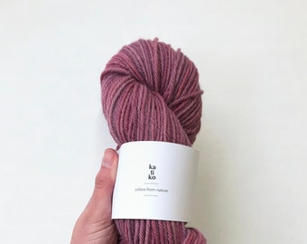 Wild Berry / Aran wool yarn for knitting and weaving naturally dyed with plants