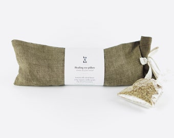 HEALING eye pillow - Millet and rosemary, Sinus and headache relief, Fathers Day gift, Washable linen aromatherapy bag, Plant dyed