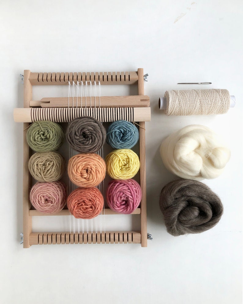 Small Weaving Starter Kit Plantdyed Yarns Wool Roving and Etsy