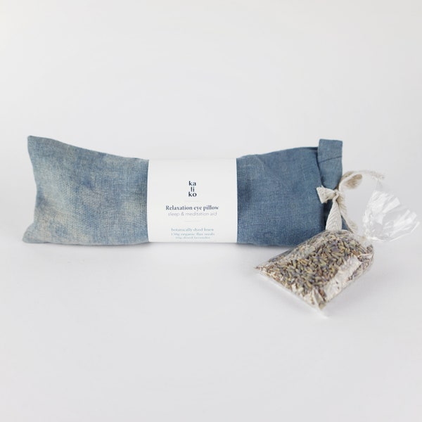 RELAXATION eye pillow - Flax and lavender, Sleep and meditation aid, Linen anniversary gift, Washable aromatherapy bag, Indigo dye, Spa gift
