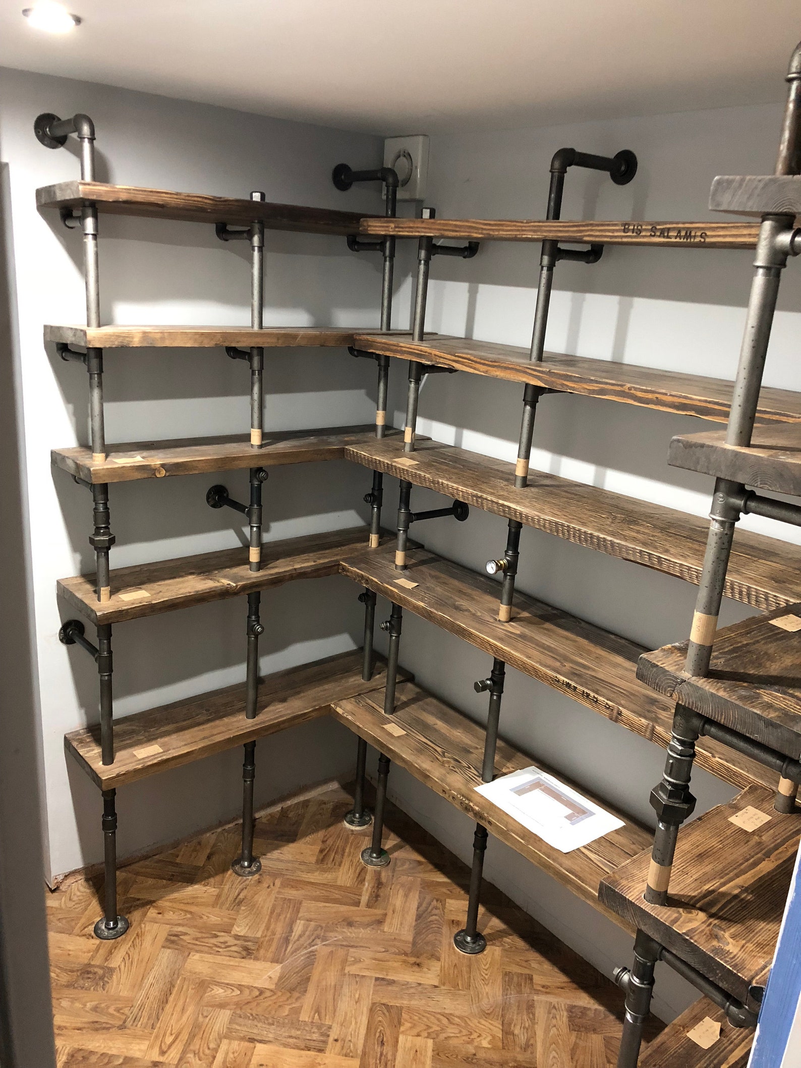 Gas Pipe & Reclaimed Wood Pantry / Kitchen / Utility Storage Etsy