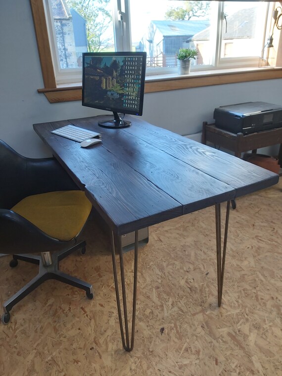 Reclaimed Timber Hairpin Legs Dining Table Or Desk Up Cycled Etsy