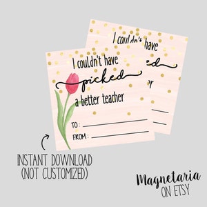 Couldn&#39;t Have Picked a Better Teacher Thank You Tags, Teacher Gift Tags, Teacher Appreciation Printable INSTANT DOWNLOAD