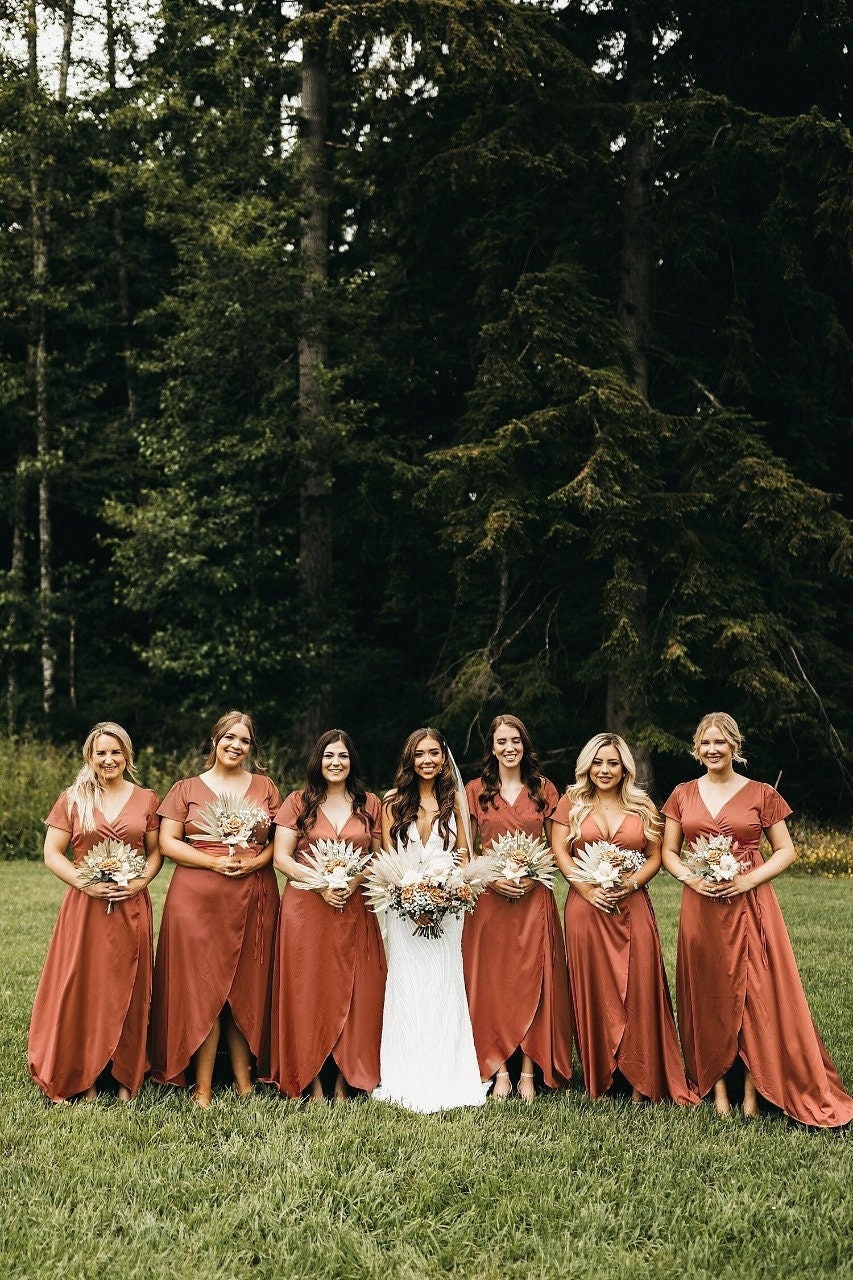 Rust Infinity Dress, Long Burnt Orange Bridesmaid Dress, Terracota