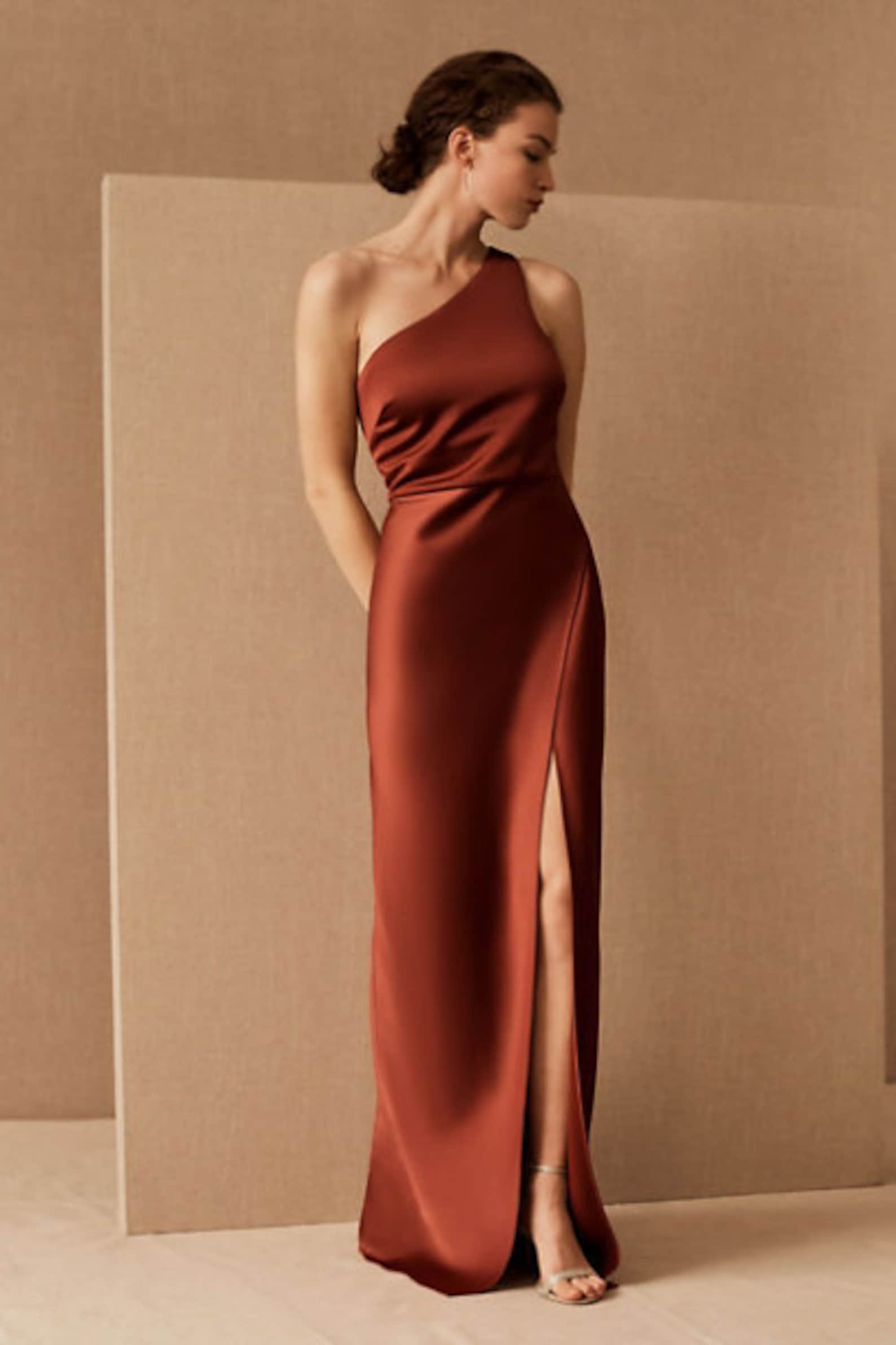 Rust Color Satin Bridesmaid Dress Wedding Dress Bridesmaid Etsy UK