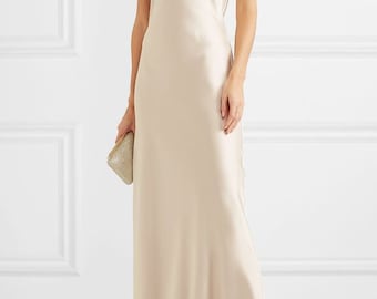 off white satin bridesmaid dress, wedding dress, bridesmaid dresses, custom dress, long dress