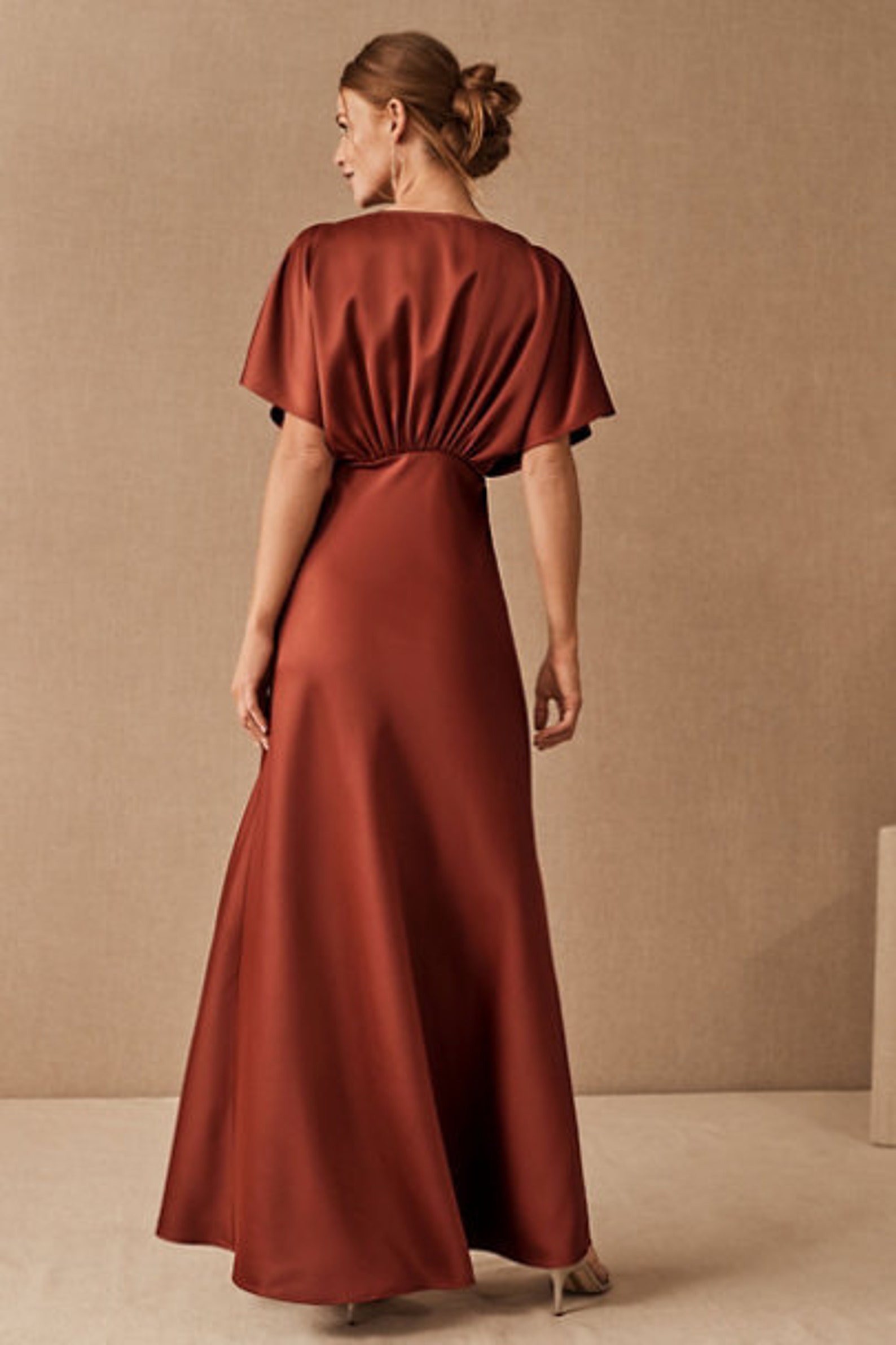 rust color evening gowns