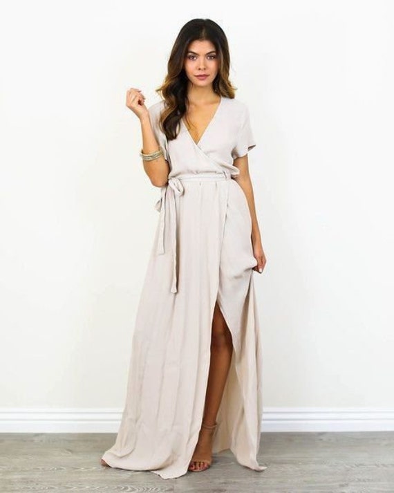 long white wrap dress