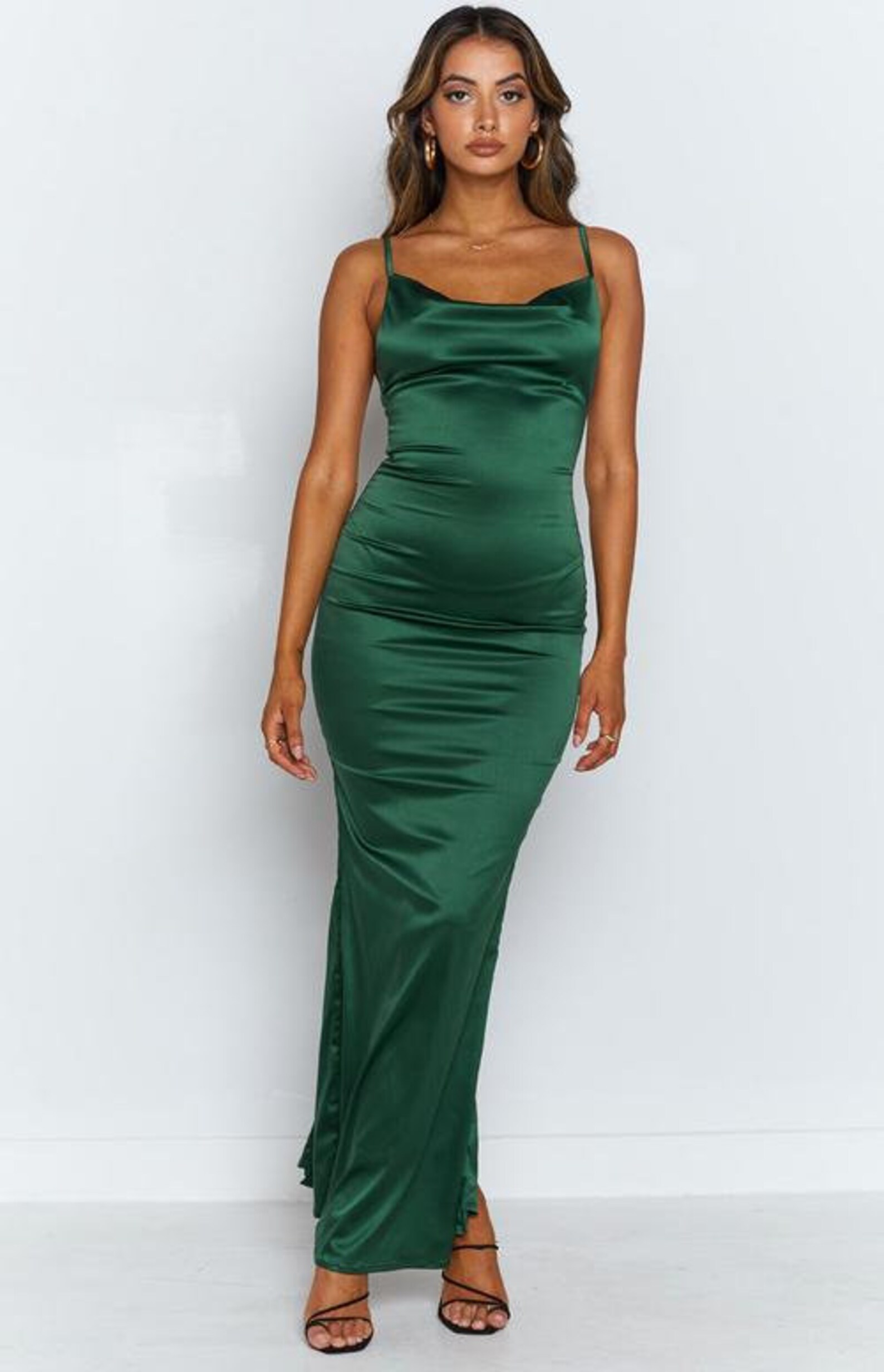 Green Color Satin Dress Bridesmaid Dresses Custom Dress - Etsy