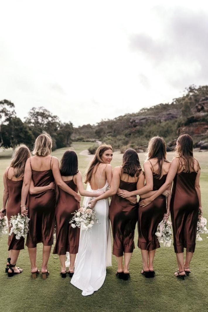 brown bridesmaid dress