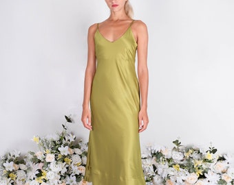 Olive shade satin bridesmaid dress, wedding dress, bridesmaid dresses, wedding dresses, custom dress, long dress , midi dress, slip dress