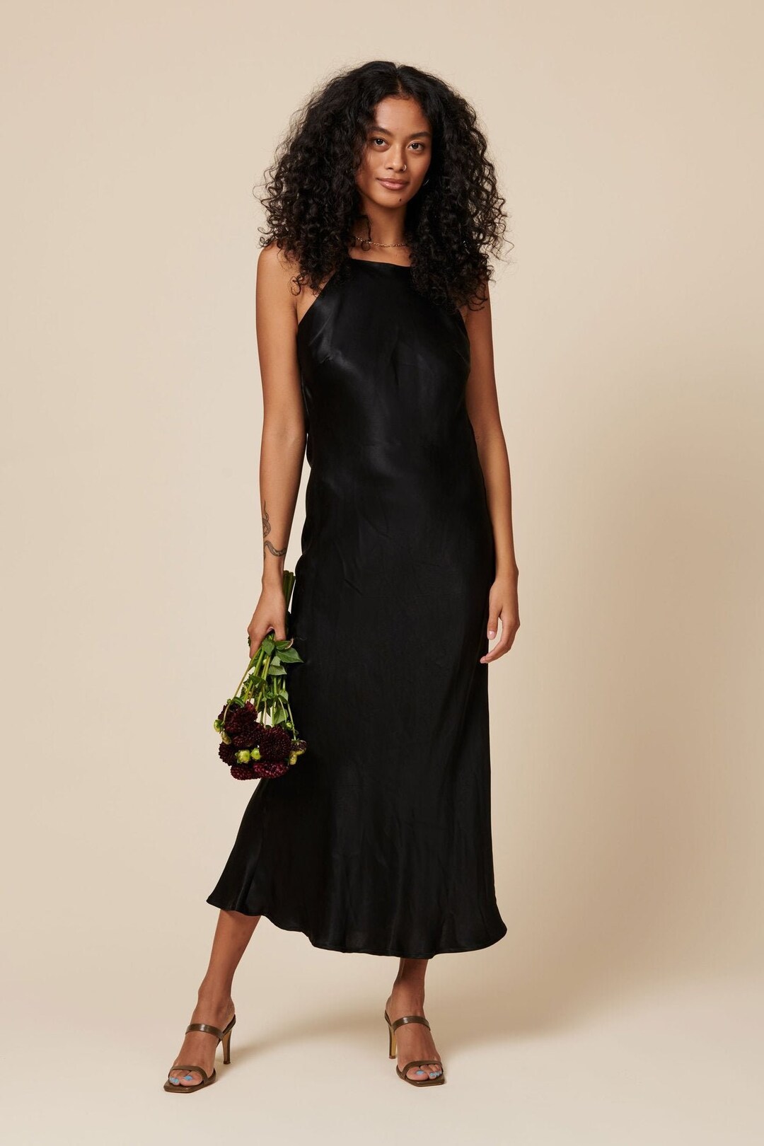 Black Color Satin Bridesmaid Dress, Wedding Dress, Bridesmaid Dresses ...