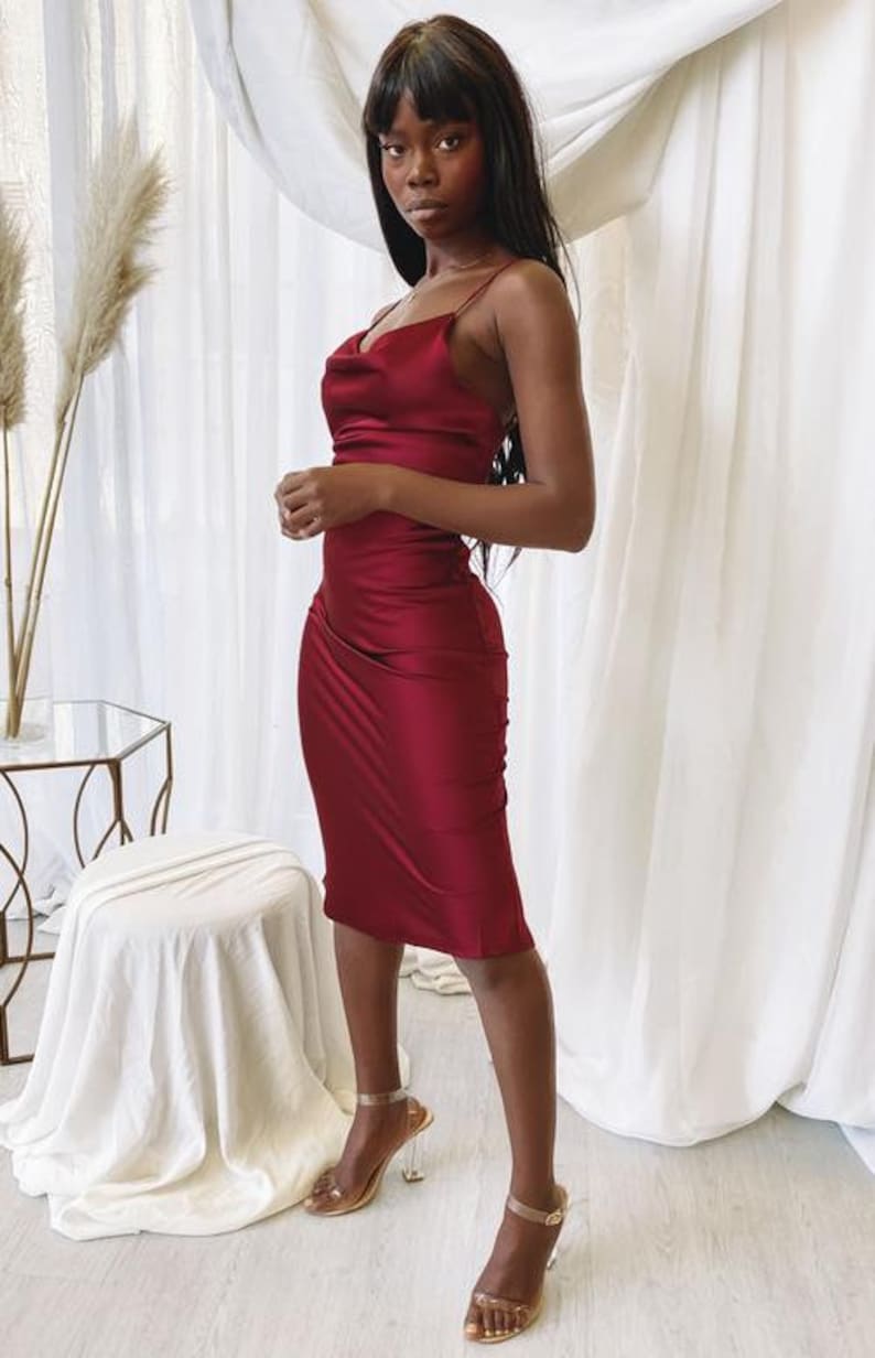 Wine color satin dress long dress, wrapdresses, custom dress, Wedding dress, summer dress, wrap dress, bridesmaid dress, Bridesmaid dresses image 6