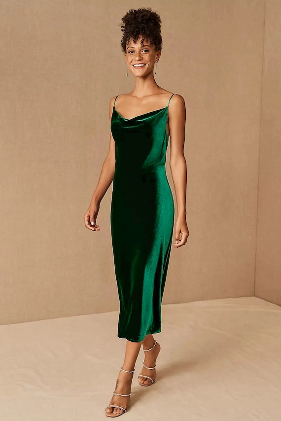 dark green velvet dress