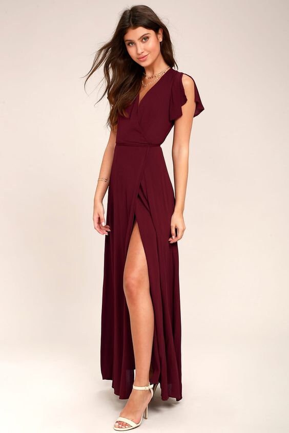 Burgundy Wrap Dress - Etsy