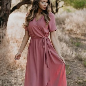 Mauve Bridesmaid Dress, Bridesmaids Dresses, Plus Size, Maxi Wrap Dress, Wrap Dress, Custom Dress, Long Dress, Wrapdress, Wedding Dresses