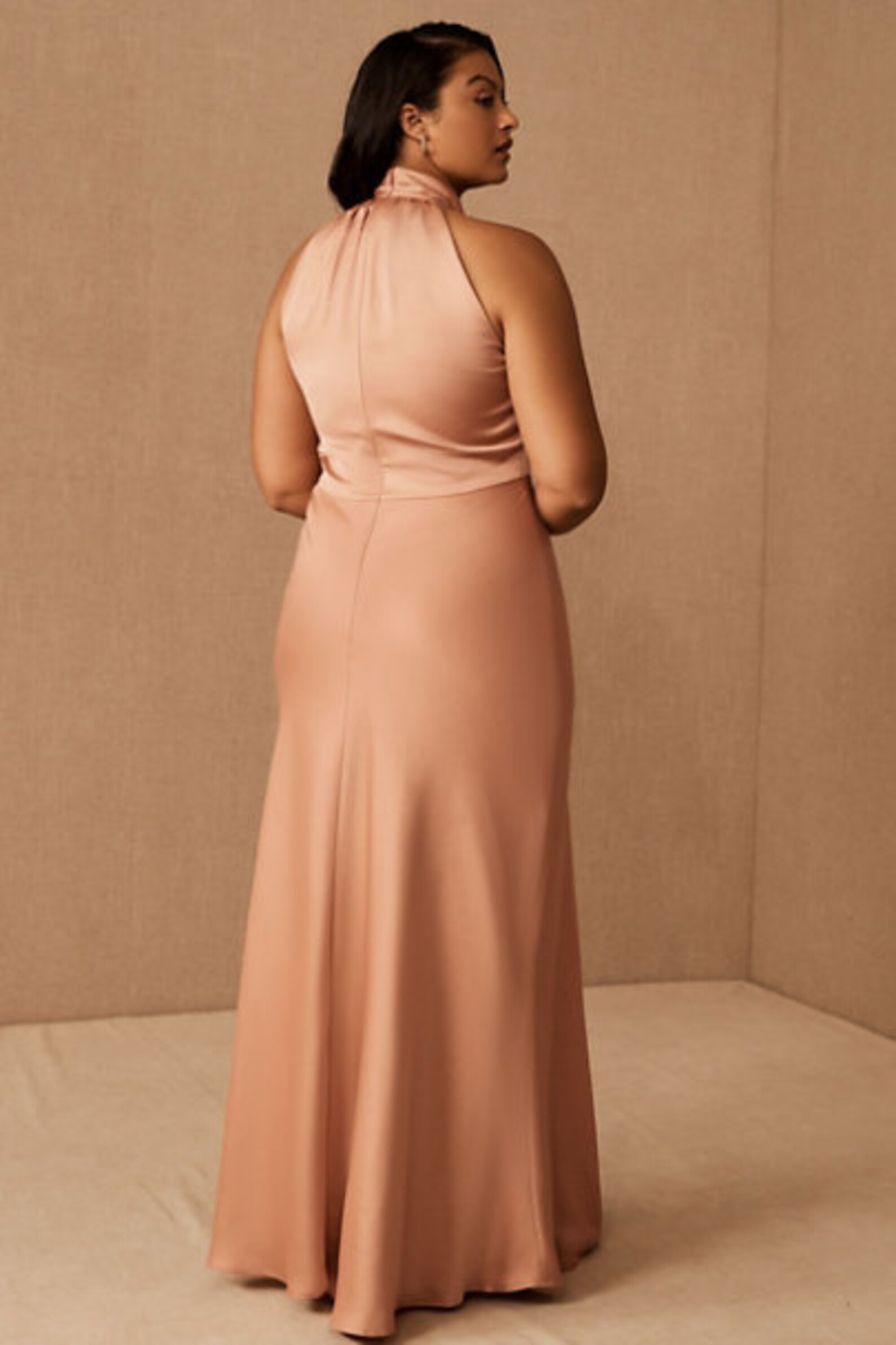 Peach Satin Bridesmaid Dress Wedding Dress Bridesmaid Etsy