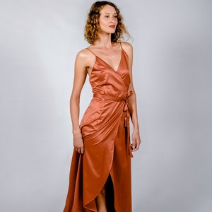 Rust Color Satin Bridesmaid Dress, Wedding Dress, Bridesmaid Dresses ...