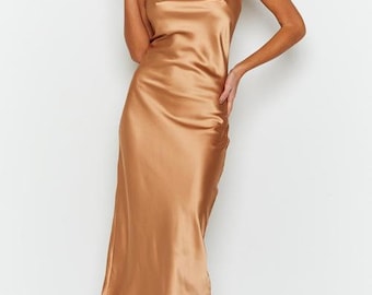 Brown color satin dress custom dress, Wedding dress, wrapdresses, wrap dress, long dress, bridesmaid dress, summer dress, Bridesmaid dresses