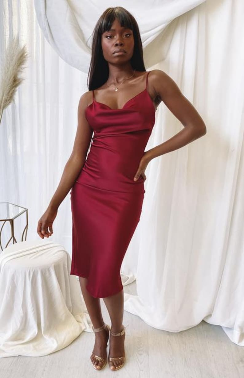 Wine color satin dress long dress, wrapdresses, custom dress, Wedding dress, summer dress, wrap dress, bridesmaid dress, Bridesmaid dresses image 5