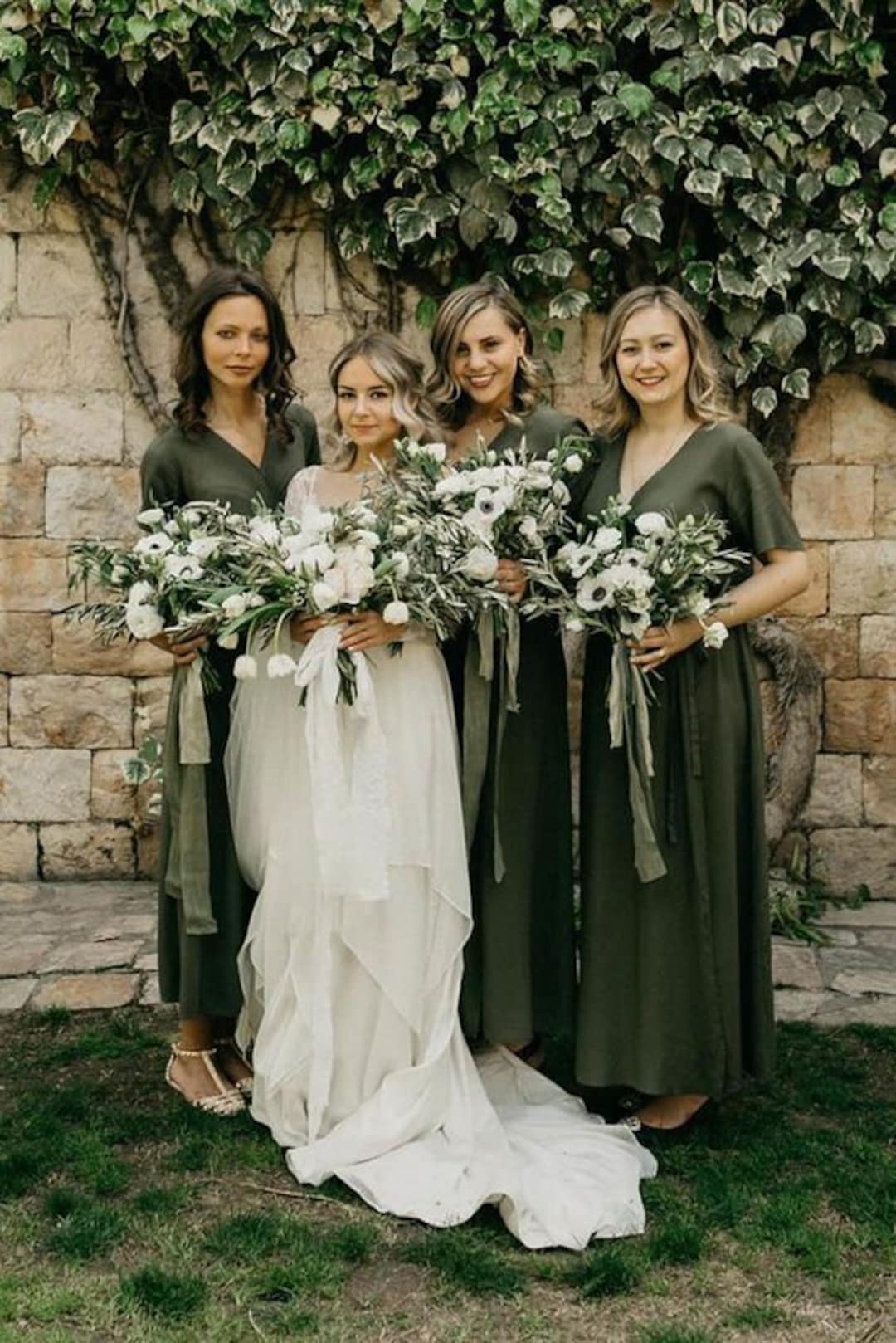olive green wedding dress
