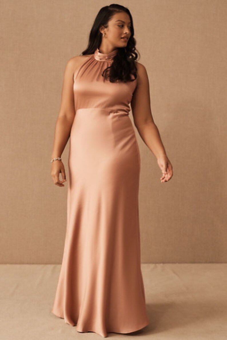 peach satin bridesmaid dresses Cami Cowl Satin Bridesmaid Dress