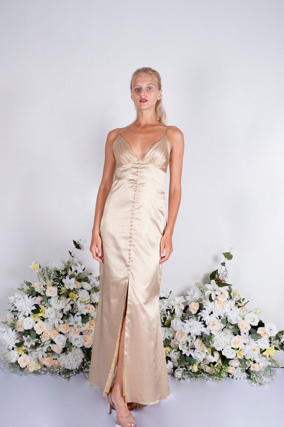 Champagne Satin Bridesmaid Dress Wedding Dress Bridesmaid