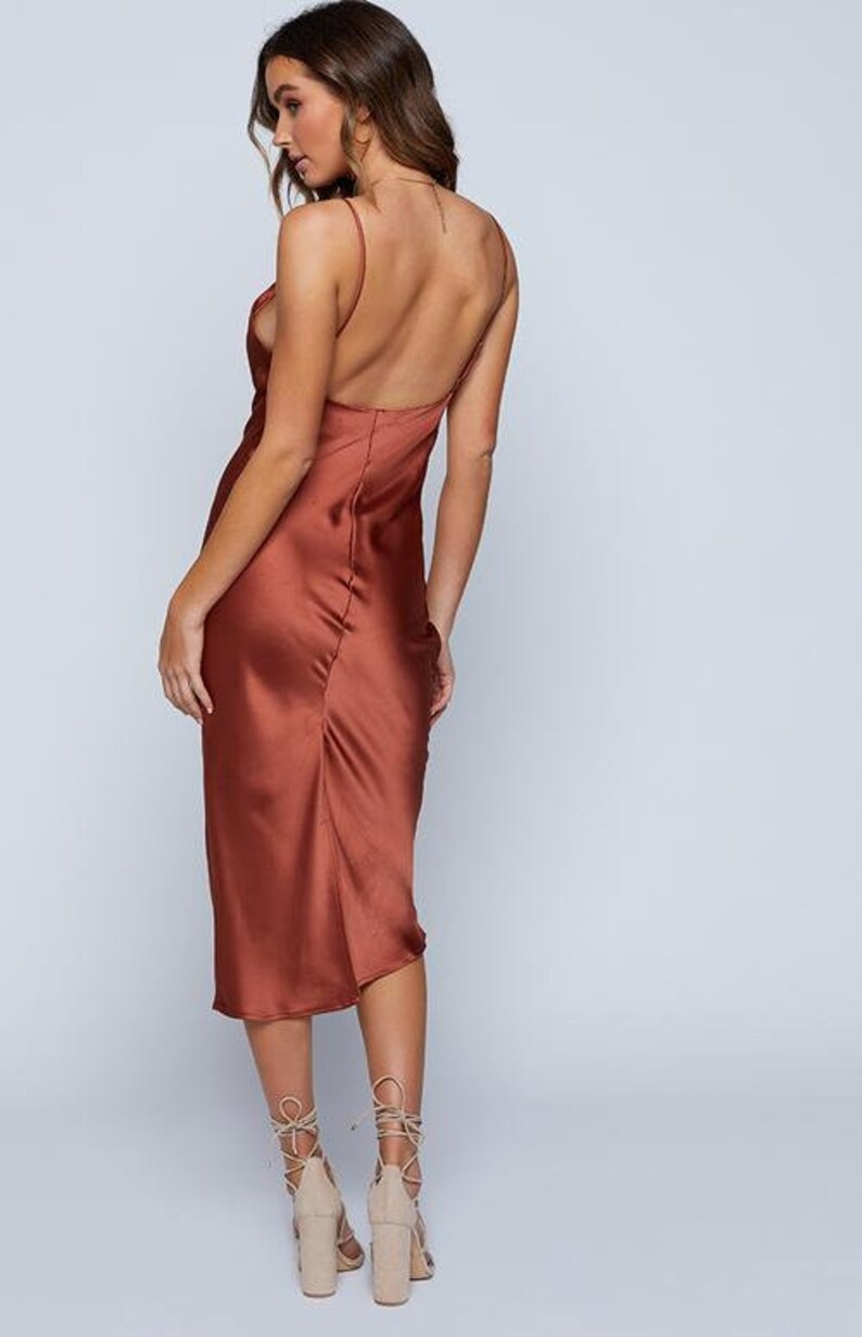 rust satin dress rust satin dress