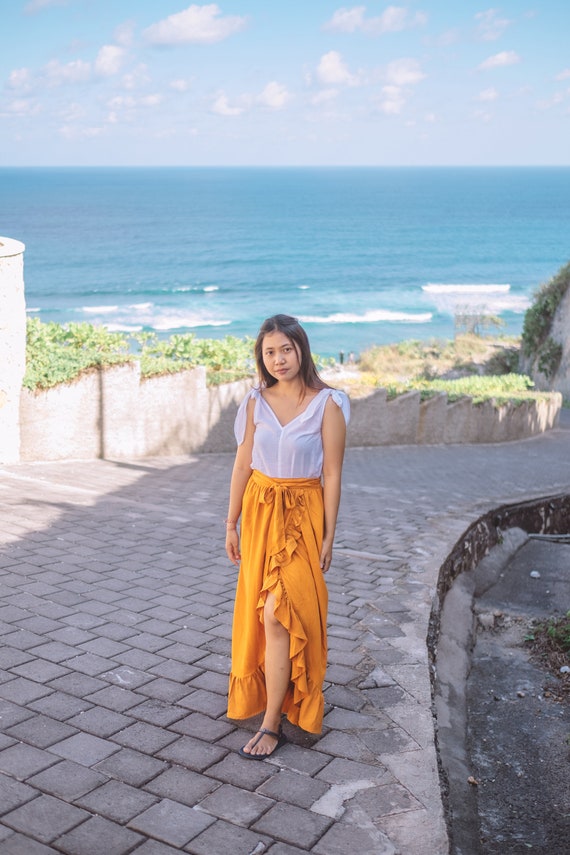 Buy Skirt Mustard Megaya Bali Long Skirt Midi Skirt Online in