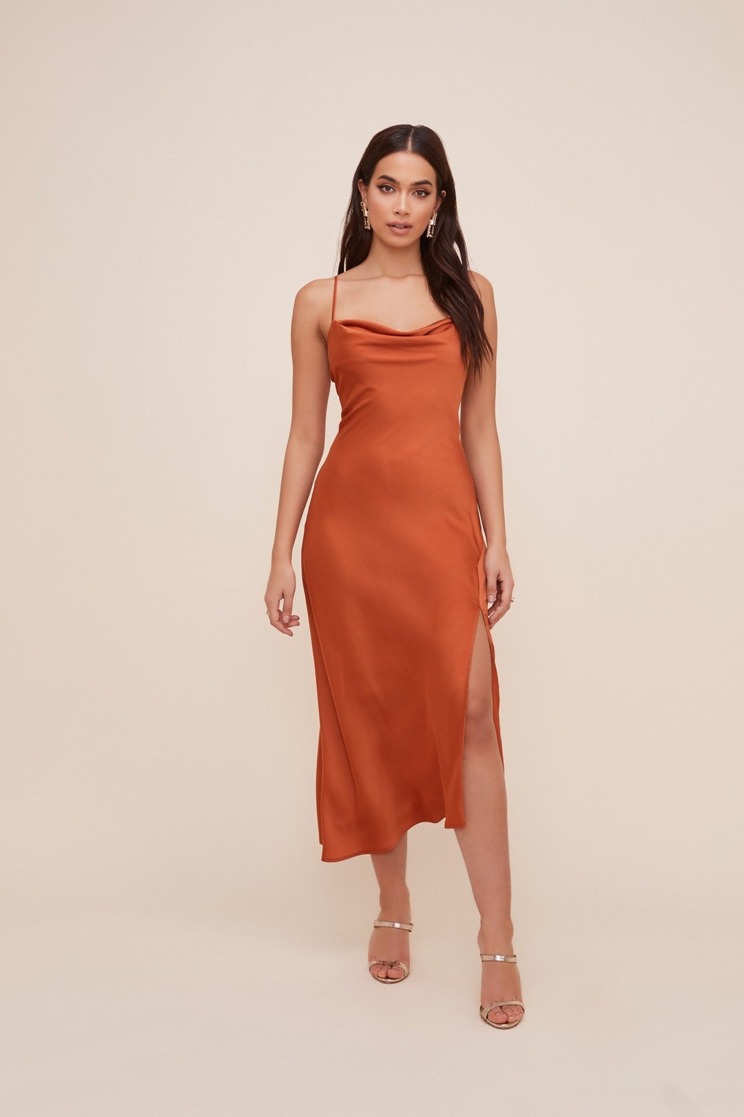 Fiesta nupcial satinada color naranja óxido vestidos de dama - Etsy México Fiesta nupcial satinada color naranja óxido vestidos de dama - Etsy México