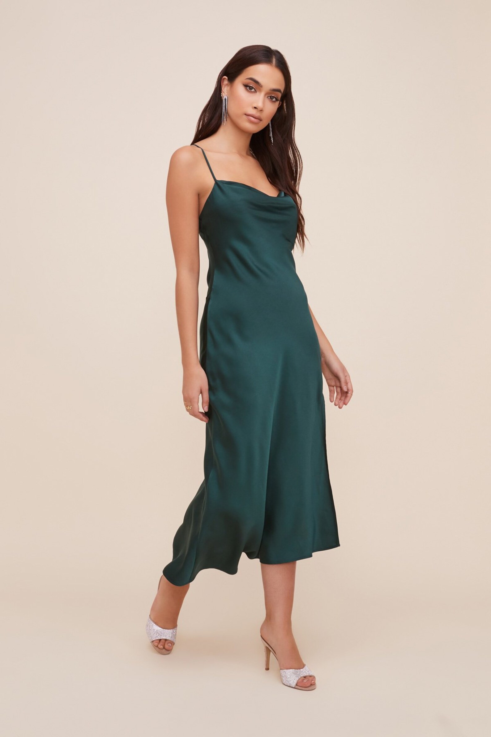 Dark Green Color Satin Slip Dress Bridesmaid Dresses Custom Etsy