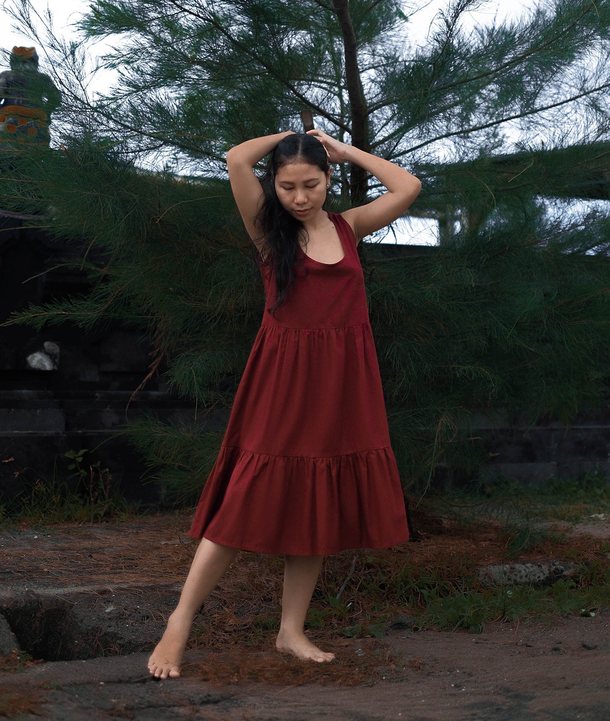 Blood Red Casual Dress Home Wear Short 