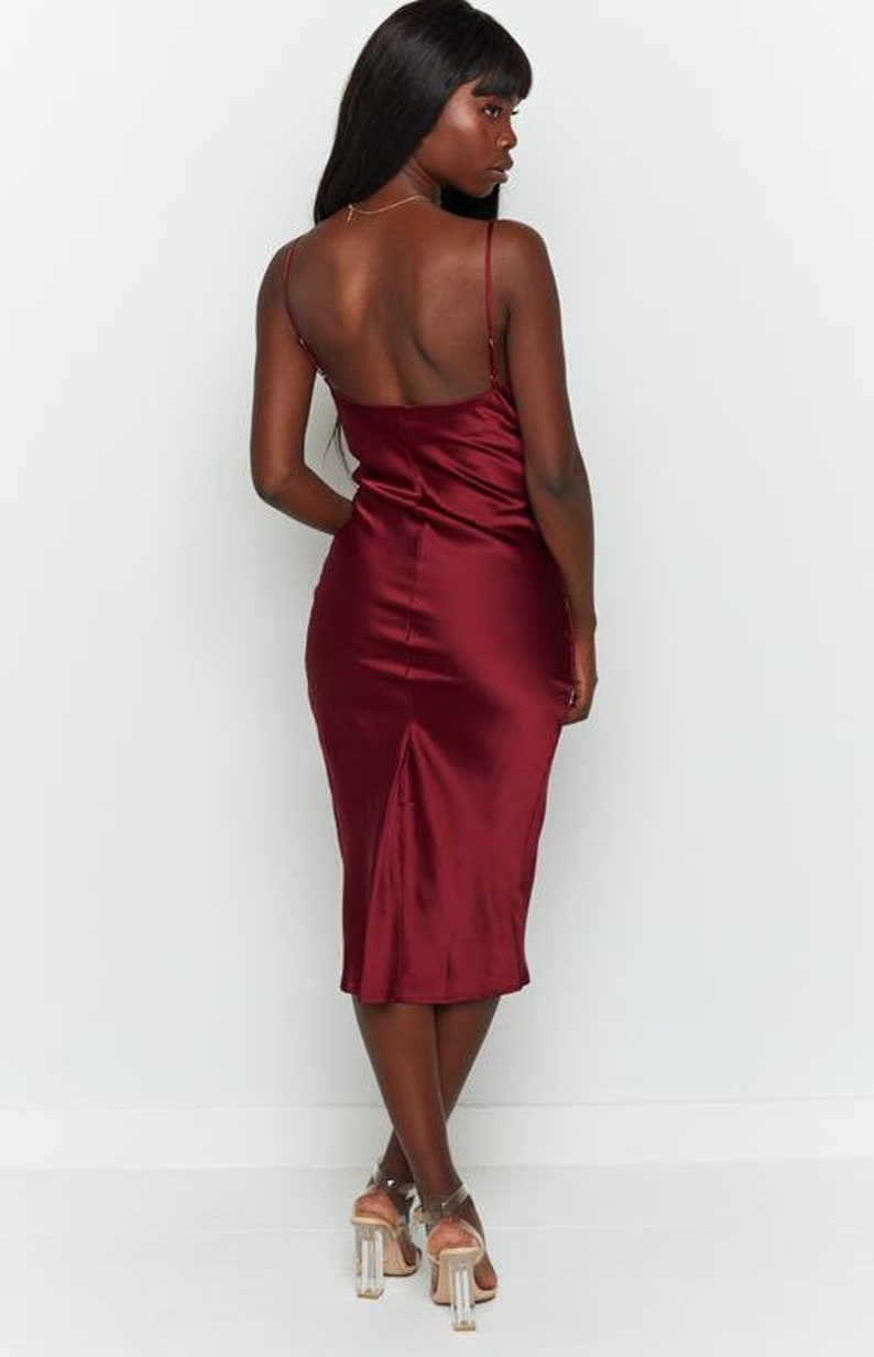 Wine color satin dress long dress, wrapdresses, custom dress, Wedding dress, summer dress, wrap dress, bridesmaid dress, Bridesmaid dresses image 3