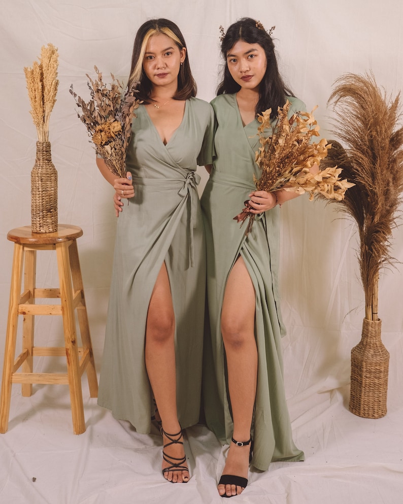 Pale Green Bridesmaid Dress Long Dress Maxi Dress Midi image 0