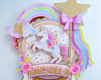 Unicorn Cake Topper, Unicorn party decoration, unicorn birthday party, magic unicorn birthday decor