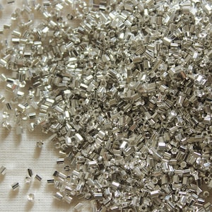 11/0 Metallic Silver Hex Cut Beads for Luneville/Tambour/Aari/Zardozi-goldwork embroidery and Jewelery Supplies