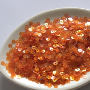 Transparent Burnt Orange Flat Sequins- Paillettes- Iridescent Finish- 4mm