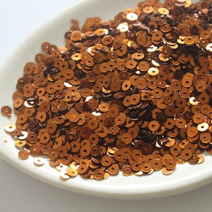 Burnt Orange Flat Metallic Sequins- Paillettes- Round Sequins- 4mm