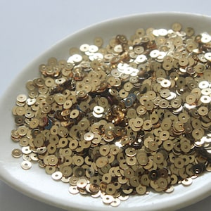 Dull Gold Flat Metallic Sequins- Pailletes-Round sequins-4mm