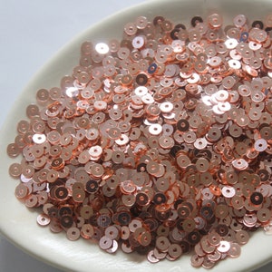 Light Rose Gold Flat Metallic Sequins- Paillettes- Round Sequins- 4mm
