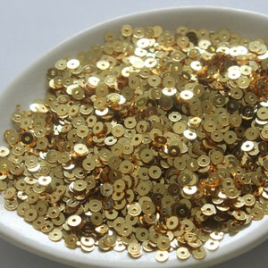 Gold Flat Metallic Sequins-Paillettes-Round Sequins- 4mm