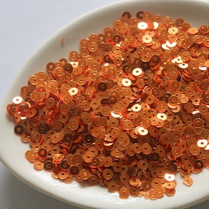 Orange Flat Metallic Sequins- Paillettes- Round Sequins- 4mm