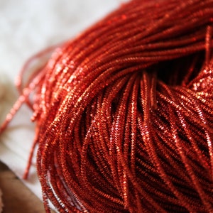 Deep Orange Bullion Wire-French wire--Metallic Rough Wire-Purl-Goldwork Purl-nakshi -1mm